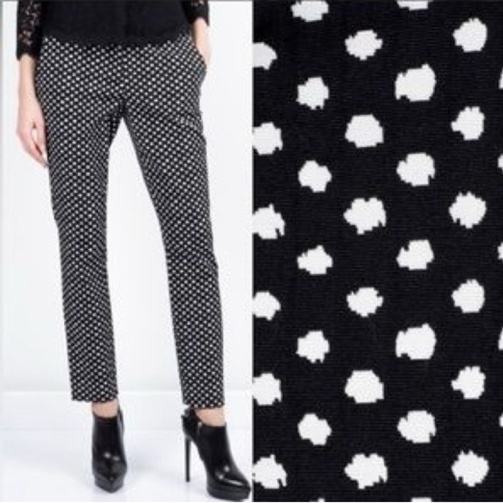 NWOT DIANE VON FURSTENBERG Black Polka Dot Pant.